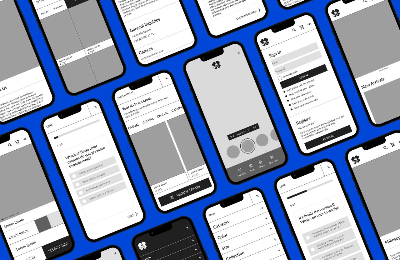 Prototype of the Unlucky e-commerce website.